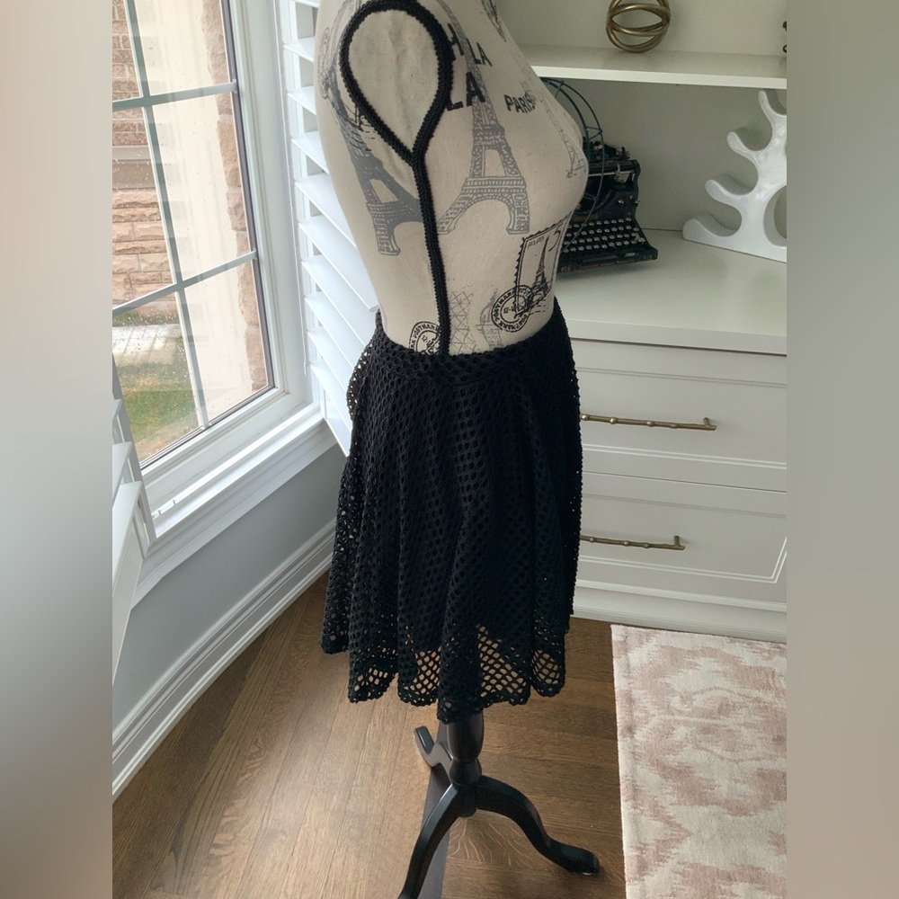 SELECTED FEMME Sydney Mesh Net Black Skater Skirt Mid Length Women’s SZ XS/Small - Picture 4 of 12